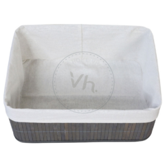 CANASTO DE BAMBU 33 CM GRIS X4U. en internet