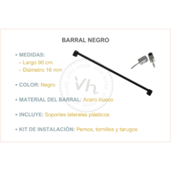BARRAL 90 CM, SECAPLATOS, CUBIERTERO, LIMPIEZA, GANCHOS NEGRO en internet