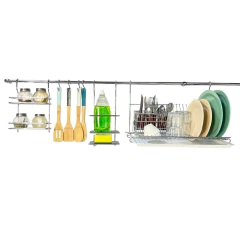 BARRAL 120 CM SECAPLATOS, LIMPIEZA, ESTANTE, GANCHOS CROMADO - comprar online