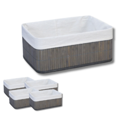 CANASTO DE BAMBU 33 CM GRIS X4U. - comprar online