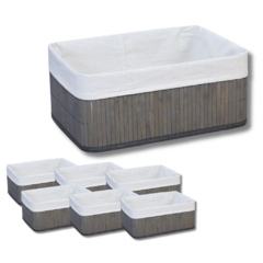 CANASTO DE BAMBU 33 CM GRIS X6U. - comprar online