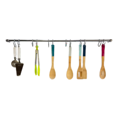 BARRAL 90 CM Y 6 GANCHOS DOBLES CROMADO - comprar online