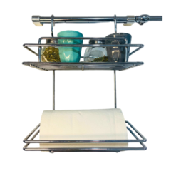 BARRAL 30 CM Y PORTA ROLLO C/ESTANTE CROMADO - comprar online