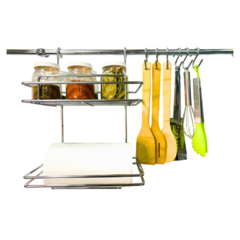 BARRAL 60 CM, PORTA ROLLO C/ESTANTE, GANCHOS CROMADO - comprar online