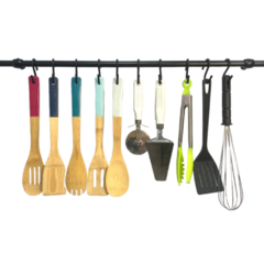 BARRAL 60 CM Y 10 GANCHOS NEGRO - comprar online