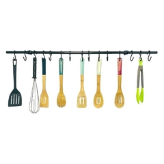 BARRAL 90 CM Y 15 GANCHOS NEGRO - comprar online