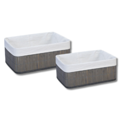 KIT 2 CANASTOS BAMBU GRIS - comprar online
