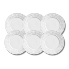 PLATO POSTRE ESMALTADO CERAMICA ROMA BLANCO X6U.