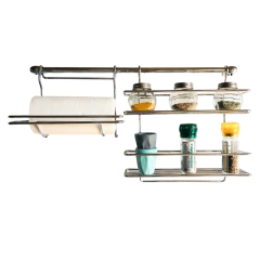 BARRAL 60 CM, PORTA ROLLO Y ESPECIERO CROMADO - comprar online