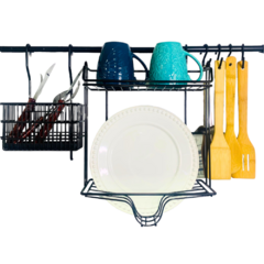 BARRAL 60 CM, SECAPLATOS, CUBIERTERO, GANCHOS NEGRO - comprar online