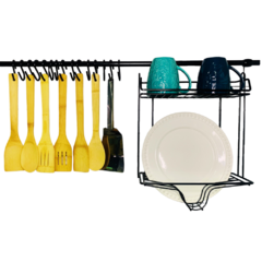 BARRAL 90 CM, SECAPLATOS, GANCHOS NEGRO - comprar online