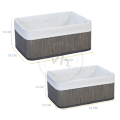 KIT 2 CANASTOS BAMBU GRIS - tienda online