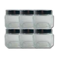 FRASCO CUADRADO CON TAPA DE ACERO 800 ML X6U.