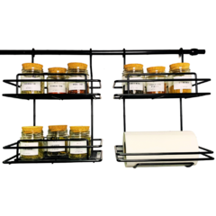 BARRAL 60 CM, ESPECIERO Y PORTA ROLLO NEGRO - comprar online