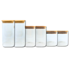 FRASCO CUADRADO CON TAPA DE BAMBU X6U. - comprar online