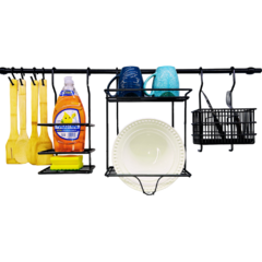 BARRAL 90 CM, SECAPLATOS, CUBIERTERO, LIMPIEZA, GANCHOS NEGRO - comprar online