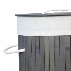 CESTO DE BAMBU PLEGABLE REDONDO GRIS