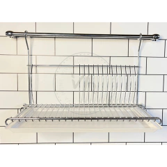 BARRAL 150 CM, SECAPLATOS, CUBIERTERO, PORTA ROLLO Y SET LIMPIEZA CROMADO - Viva Home