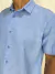 CAMISA DE LINHO MANGA CURTA AZUL - Loja Vila Jeri
