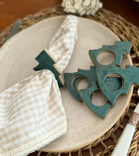 Jogo Anéis De Guardanapo Natalinos- Verde Escuro - comprar online