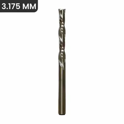 Fresa DownCut de metal com 2 cortes e diâmetro de 3,175 mm para uso em PVC expandido, ACM, MDF, Teca e Pinus