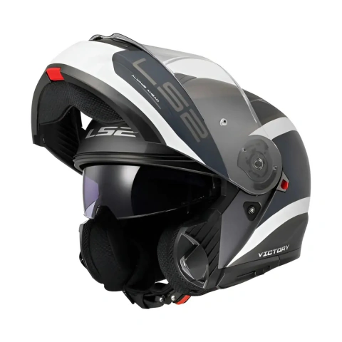 Casco Rebatible FF908 Strobe II Victory Gris Doble Visor Vxv