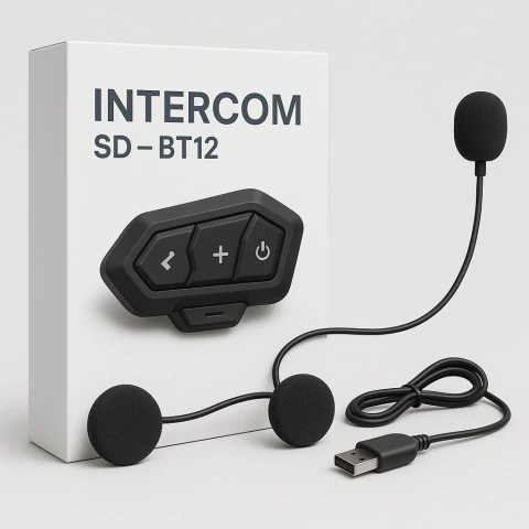 Intercom Casco Auricular Bluetooth con micrófono BT12 VXV