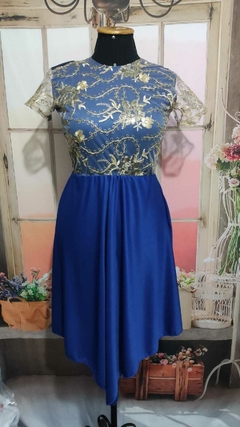 VESTIDO AZUL DE RENDA G-44