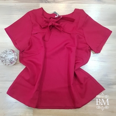 Blusa em Crepe Amarração Decote, Vermelha Ggreice BM0440