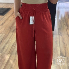 Calça Pantalona, em Air Flow Duna, Terracota, Elástico Cintura, Bolsos, Forro, BM1150T - comprar online