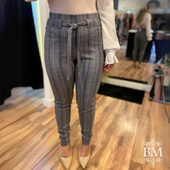Calça Fusô Chevron, Jackard Giz, Cinza com Marinho, Cinto Fixo, Elástico Largo Cintura, Mirasul BM0830 - comprar online