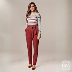 Calça Classic Xadrez, Jacquard, Cós com Passadeira para Cinto, Bolso, Mirasul BM0621 - comprar online
