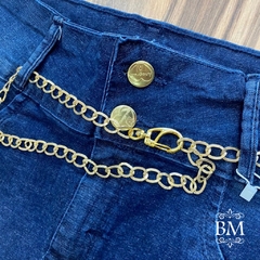 Saia Jeans Azul, Cós Largo, Cinto Corrente, Anagron BM0930 na internet