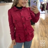 Parka em Scuba Suede, Vinho, Bolsos, Fechamento em Botão Frente, Punho e Bolsos, Ajuste Cintura, FGStarr BM1090V