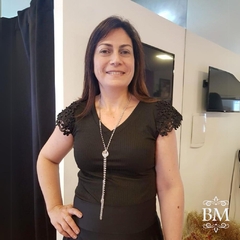 Blusa Malha Canelada, Aplique Renda Manga, Preta, Bella Molina BM0691