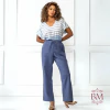 Calça em Linhão, Azul, Bolso, Elástico Cintura, Cordão, Mirasul BM1158