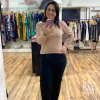 Blusa Malha Canelada, Bege, Manga Princesa Longa, Decote Redondo, Mirasul, BM0959