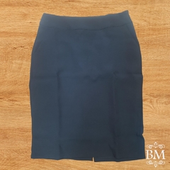 Saia, Reta, Secretária, Preta, Alfaiataria, Bolsos, Fenda, Lu Modas BM1122