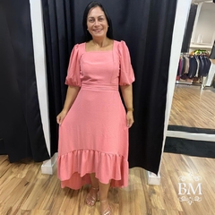 Vestido Mullet Rosé, Crepe, Lastex Cintura, Forrado, Colluci BM1186R