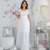 Vestido Viscose, Branco, Decote Quadrado, Elástico , Manga Princesa, Saia 4 Marias, Bolso, Cinto , Fagian BM1174B