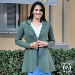 Maxi Blazer, Neoprene, Verde Militar, Corte Laser, Collucci BM1182V