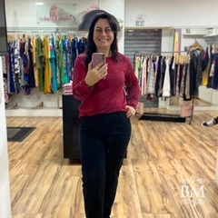 Blusa Visco, Marsala, Manga Longa Bufante, Decote Redondo, Mirasul, BM0960