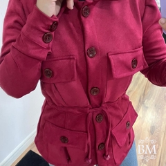 Parka em Scuba Suede, Vinho, Bolsos, Fechamento em Botão Frente, Punho e Bolsos, Ajuste Cintura, FGStarr BM1090V - comprar online