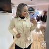 Parka em Scuba Suede, Creme, Bolsos, Fechamento em Botão Frente, Punho e Bolsos, Ajuste Cintura, FGStarr BM1090C
