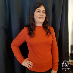 Blusa em Malha Canelada, Ferrugem, Manga Longa, Boni´ta BM0681