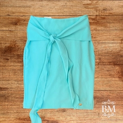 Saia em Crepe, Falso Transpasse, Azul Claro, Ella´s BM0304