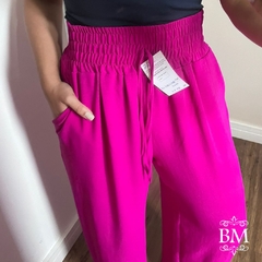Calça Pantalona, em Air Flow Duna, Fúcsia, Elástico Cintura, Bolsos, Forro, BM1150F - comprar online