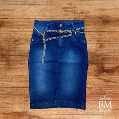 Saia Jeans Azul, Cós Largo, Cinto Corrente, Anagron BM0930 - comprar online