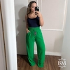 Calça Pantalona, em Air Flow Duna, Verde Bandeira, Elástico Cintura, Bolsos, Forro, BM1150V