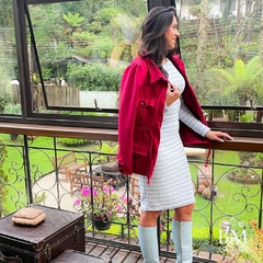 Parka em Scuba Suede, Vinho, Bolsos, Fechamento em Botão Frente, Punho e Bolsos, Ajuste Cintura, FGStarr BM1090V - BellaMolina Modas